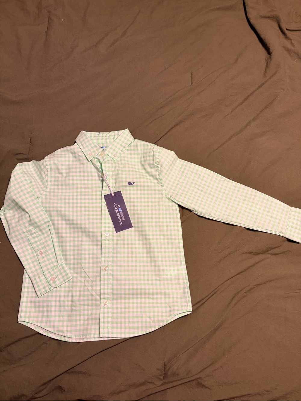Vineyard Vines Mint Sprig Gingham Boys' Button-Down Shirt
